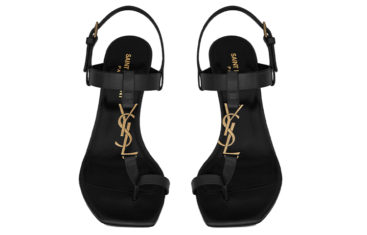 Shop (W) Saint Laurent Cassandra 'Sandal Hak Blok Gesper Elegan Hitam' 658198DWETT1000