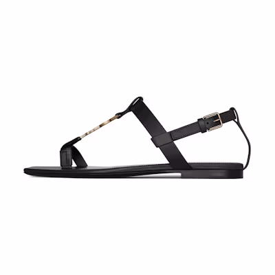 (W) Saint Laurent Cassandra Flat Sandal 'Black'