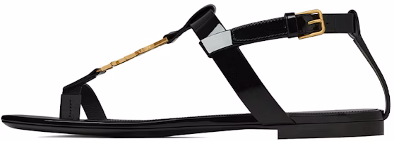 (Women) Saint Laurent Cassandra Flat Sandal 'Black Patent' 664520B8IKK1000 (Women) Saint Laurent Cassandra Flat Sandal 'Black Patent' 664520B8IKK1000
