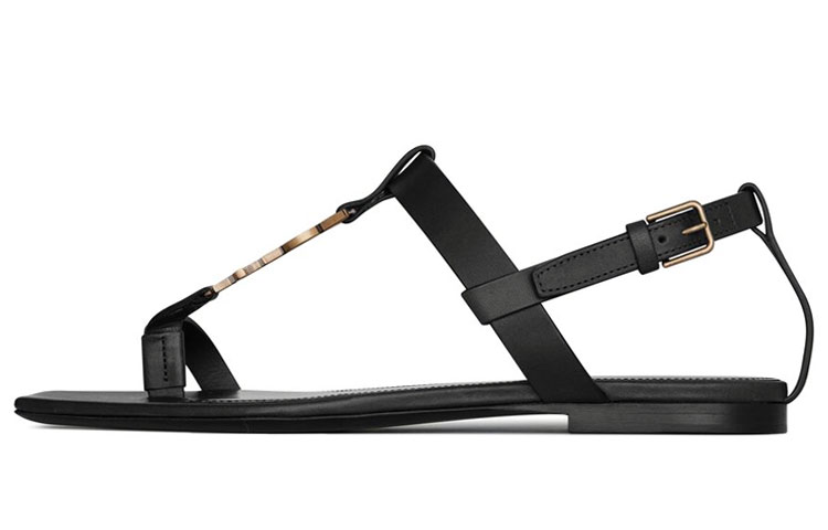 (Women) Saint Laurent Cassandra Flat Sandal 'Black' 632446DWETT1000