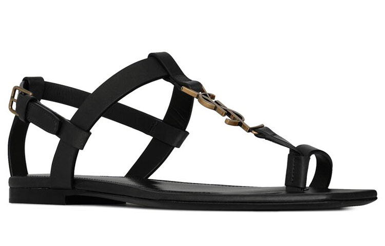 Shop (Women) Saint Laurent Cassandra Flat Sandal 'Black' 632446DWETT1000