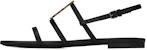 (W) Saint Laurent Cassandra Sandal Rata 'Logo Emas Hitam' 652758BDATT1000