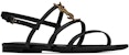 (W) Saint Laurent Cassandra Sandal Rata 'Logo Emas Hitam' 652758BDATT1000
