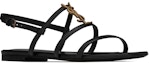 Order (W) Saint Laurent Cassandra Sandal Rata 'Logo Emas Hitam' 652758BDATT1000
