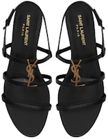 Purchase SAINT LAURENT Cassandra 金色字母標誌 光滑皮革 時尚百搭 平底運動涼鞋 女款 黑
