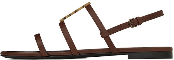 (Women) Saint Laurent Cassandra Flat Sandal 'Smooth Brown Leather' 652758BDATT6023 (Women) Saint Laurent Cassandra Flat Sandal 'Smooth Brown Leather' 652758BDATT6023