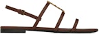 (W) Saint Laurent Cassandra Sandal Rata 'Kulit Licin Coklat' 652758BDATT6023