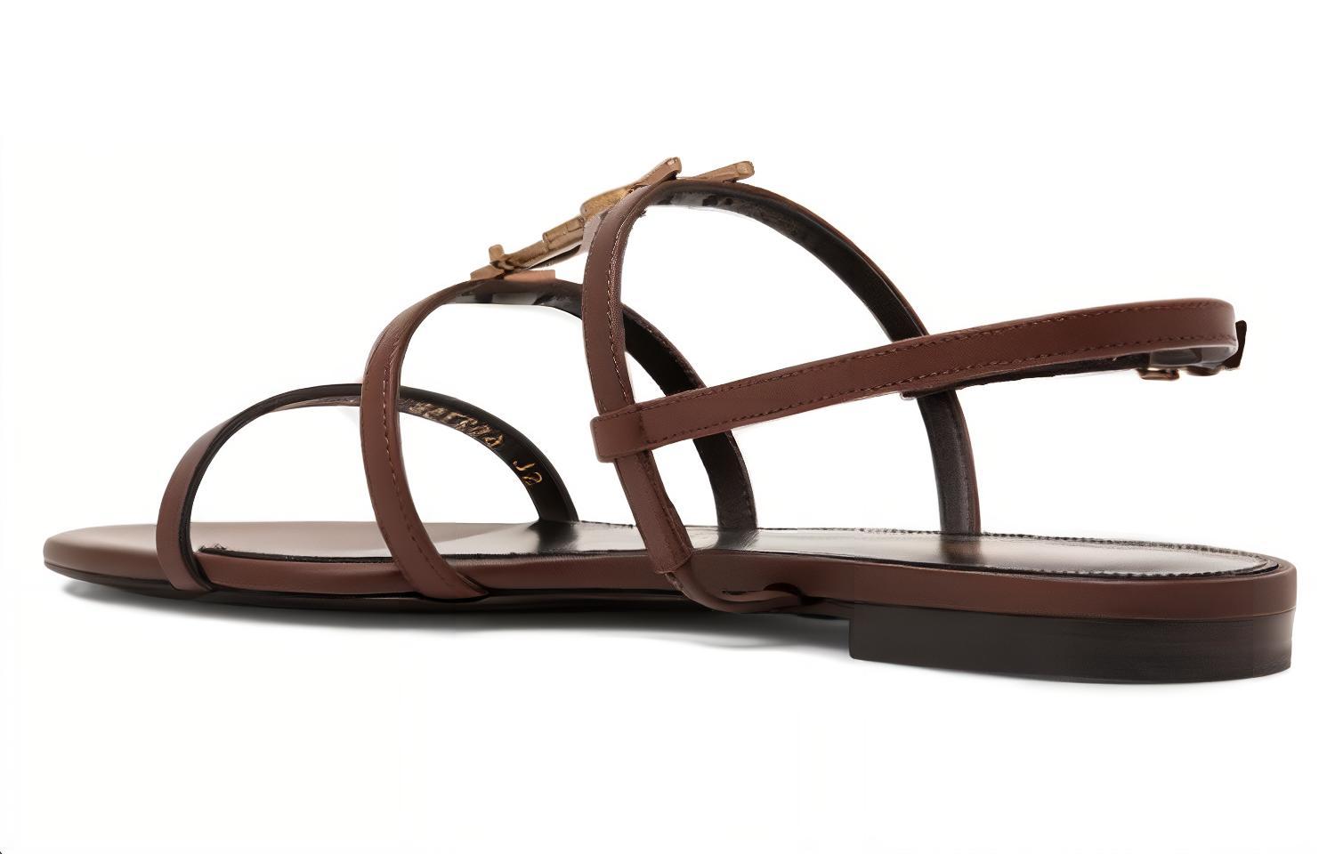Lookbook (W) Sandal Datar Cassandra Saint Laurent 'Kulit Cokelat Halus' 652758BDATT6023