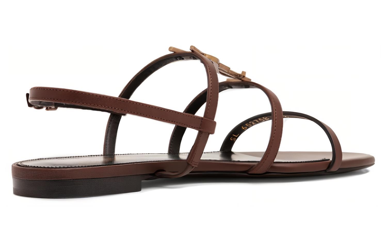 Shop (W) Sandal Datar Cassandra Saint Laurent 'Kulit Cokelat Halus' 652758BDATT6023