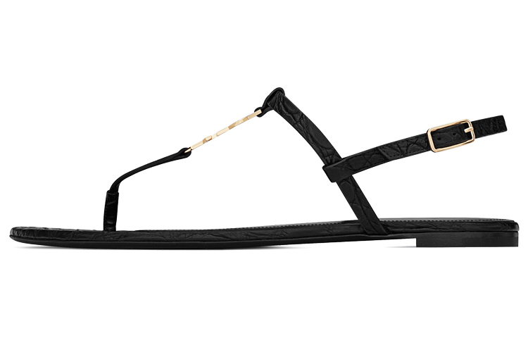 (Women) Saint Laurent Cassandra Flat Sandals 'Black' 6598172ZEJJ1000