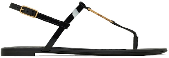 (W) Saint Laurent Kasandra Flat Sandal 'Hitam Emas Logo Paten' 659817B8IKK1000 Order (W) Saint Laurent Kasandra Flat Sandal 'Hitam Emas Logo Paten' 659817B8IKK1000