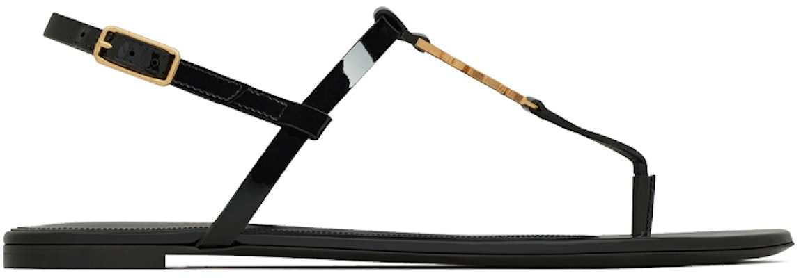 (Women) Saint Laurent Cassandra Flat Sandals 'Black Patent Gold Logo' 659817B8IKK1000 Order (Women) Saint Laurent Cassandra Flat Sandals 'Black Patent Gold Logo' 659817B8IKK1000