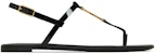(W) Saint Laurent Kasandra Flat Sandal 'Hitam Emas Logo Paten' 659817B8IKK1000