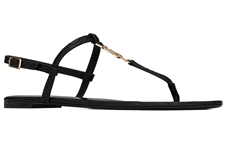 Lookbook (W) 圣罗兰Cassandra平底凉鞋‘黑色’ 6598172ZEJJ1000