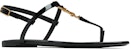 (W) Saint Laurent Kasandra Flat Sandal 'Hitam Emas Logo Paten' 659817B8IKK1000