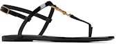 Lookbook (W) Saint Laurent Kasandra Flat Sandal 'Hitam Emas Logo Paten' 659817B8IKK1000