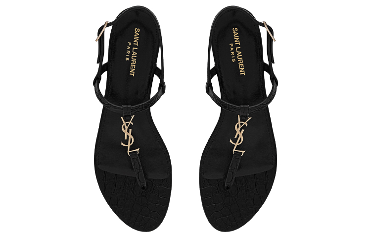 Shop (W) 圣罗兰Cassandra平底凉鞋‘黑色’ 6598172ZEJJ1000