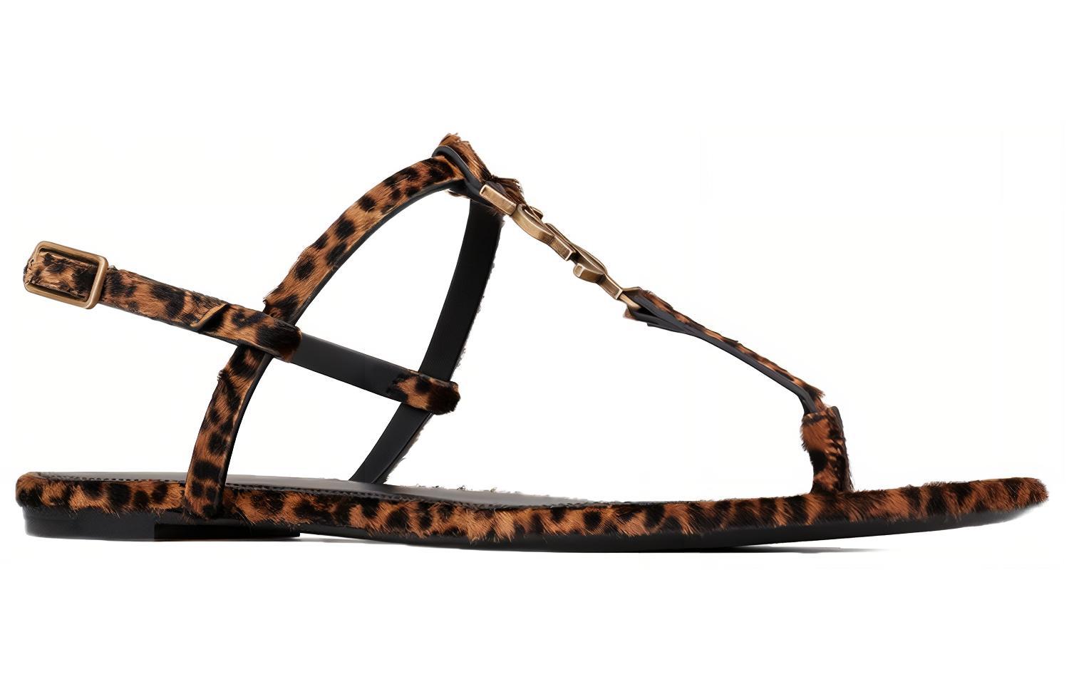 Order (W) 圣罗兰Cassandra平底凉鞋“豹纹” 6766372PMTT2094