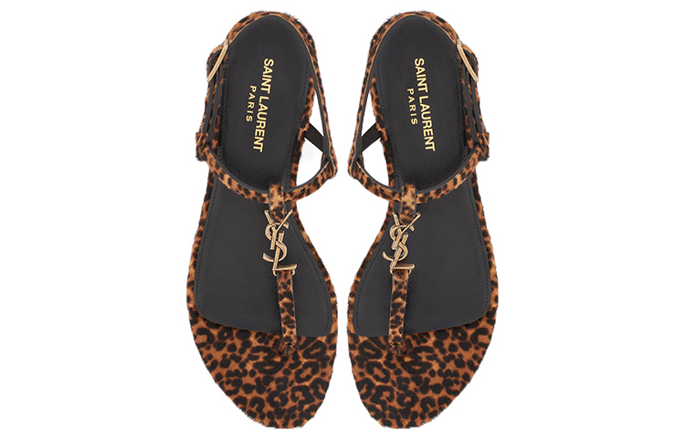 Lookbook (W) 圣罗兰Cassandra平底凉鞋“豹纹” 6766372PMTT2094
