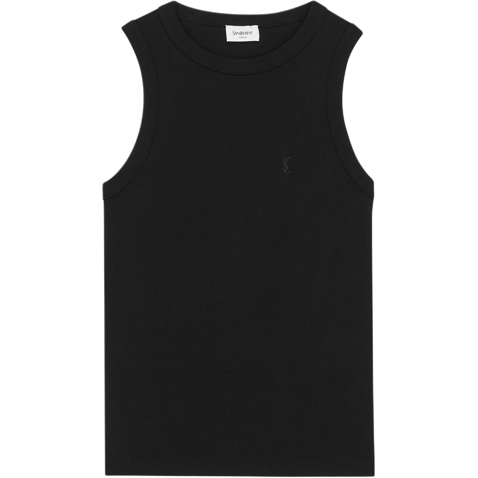 (Women) SAINT LAURENT Cassandra Plain Cotton Knit Tank Top for Women 867125Y38BD1000