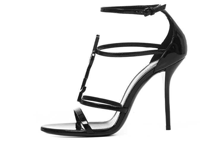 (Women) Saint Laurent Cassandra Sandal Heels Black Patent Leather 6301090NPVV1000