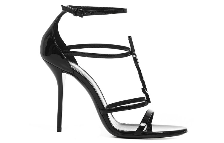 Lookbook (W) Saint Laurent Cassandra Sandalen Hakken Zwart Lakleer 6301090NPVV1000