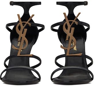 (W) 圣罗兰Cassandra黑色皮革高跟凉鞋 6301091Q0TT1000 Shop (W) 圣罗兰Cassandra黑色皮革高跟凉鞋 6301091Q0TT1000