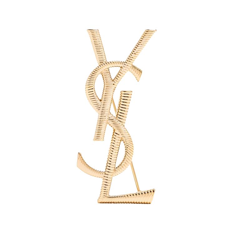 (Women) SAINT LAURENT Cassandre Solid Gold Metal Brooch for Women - Gold 804317Y15008030