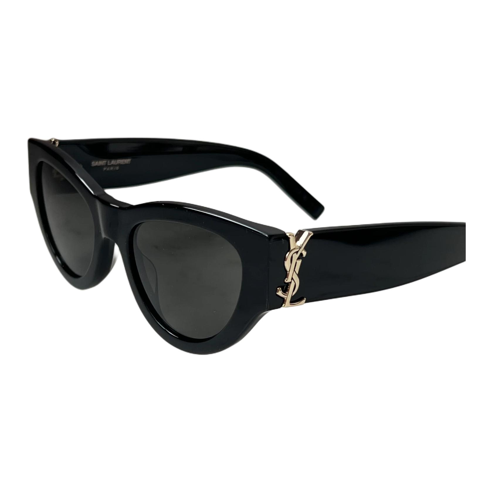 Shop (W) Saint Laurent Kacamata Hitam Cat-Eye Elegan Stylish dengan Logo Frame SLM94001
