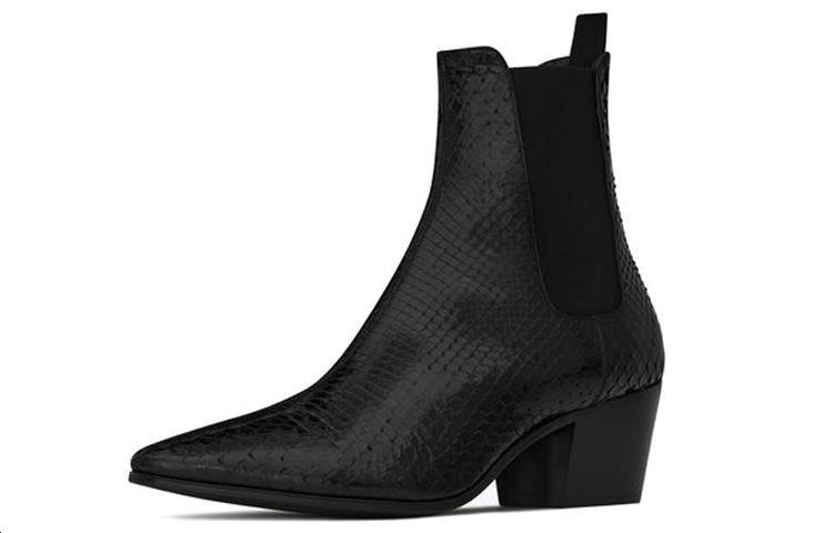Shop (W) Saint Laurent Chelsea Enkellaars ''Zwarte Elastische Zijpanelen'' 669165L4J001000