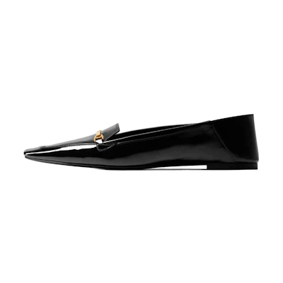 (W) Saint Laurent Chris Flat 'Black Patent Leather with Horsebit'