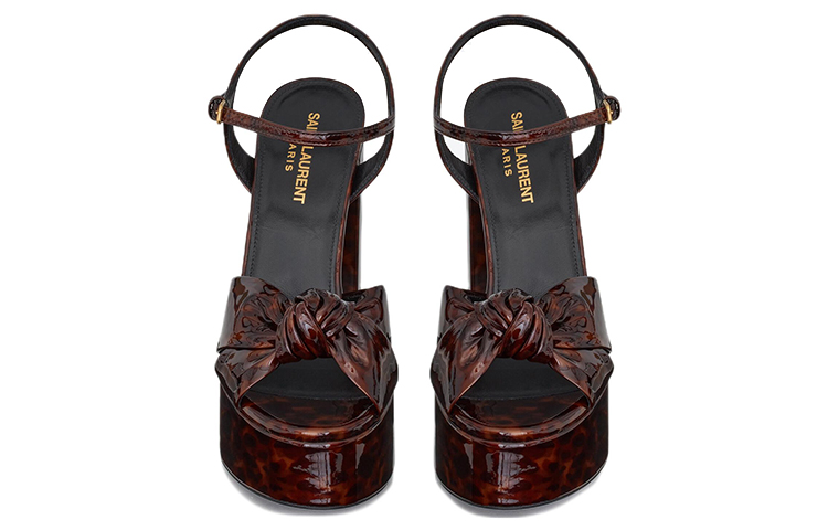Lookbook (W) Saint Laurent Bequeme Casual Lackleder Sandalen ''Rot Schwarz'' 606713AAARN2094