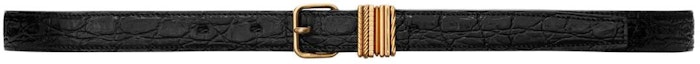 Order (Women) Saint Laurent Crocodile Embossed Leather Belt with Pin Buckle Women’s Black 6509741ZQ9J1000