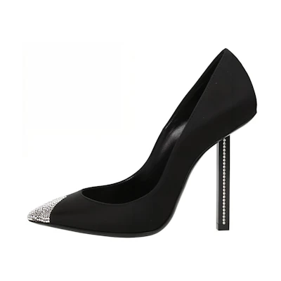 (W) Saint Laurent Crystal Leather High Heel 'Black'