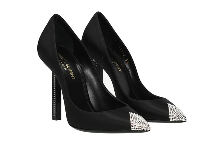 (W) Saint Laurent Crystal Leather High Heel 'Black' 圖 2