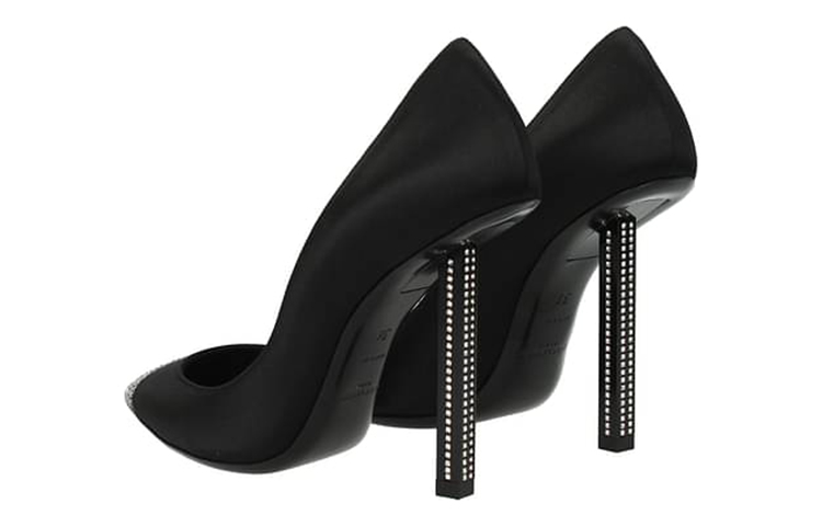 (W) Saint Laurent Crystal Leather High Heel 'Black' 圖 3