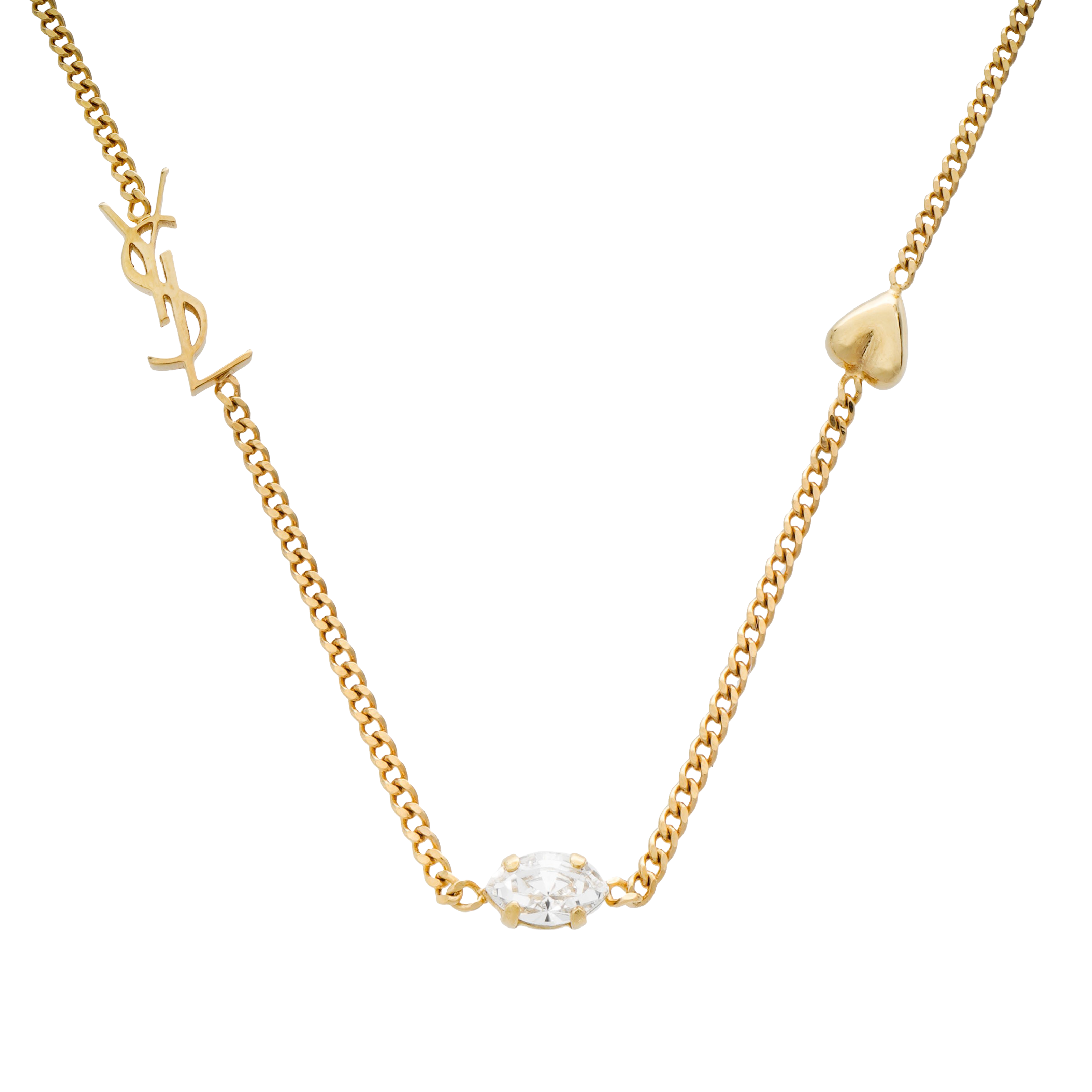 Lookbook (W) SAINT LAURENT 水晶吊飾品牌標誌黃銅手鏈 女士款 - 金色 701950Y15269137