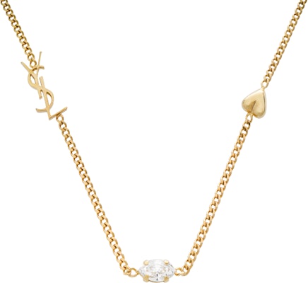 (W) SAINT LAURENT 水晶吊飾品牌標誌黃銅手鏈 女士款 - 金色 701950Y15269137 Lookbook (W) SAINT LAURENT 水晶吊飾品牌標誌黃銅手鏈 女士款 - 金色 701950Y15269137