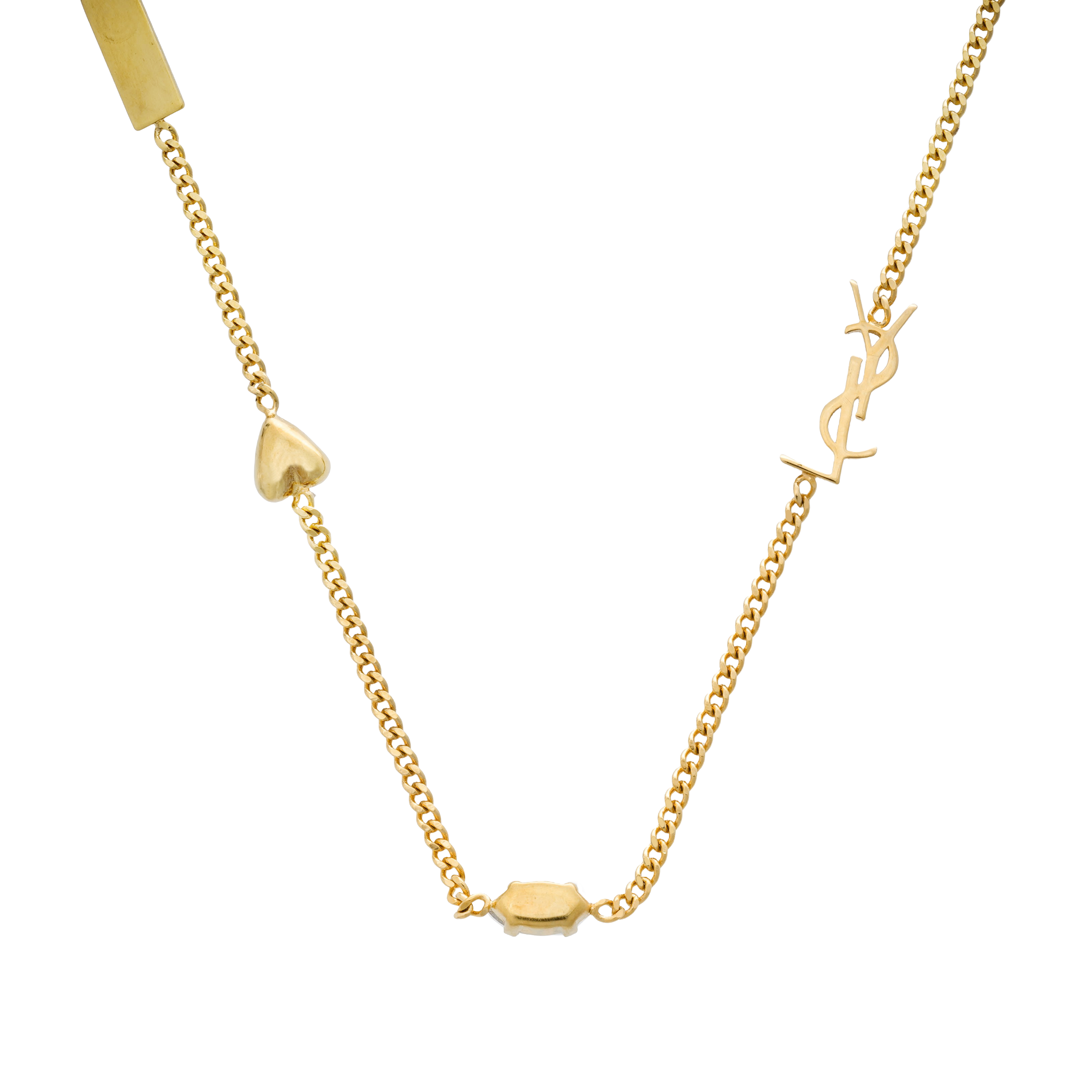 Shop (W) SAINT LAURENT 水晶吊飾品牌標誌黃銅手鏈 女士款 - 金色 701950Y15269137