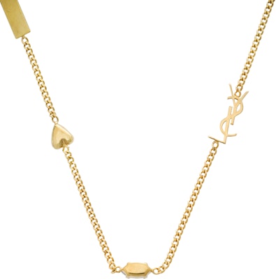 (W) SAINT LAURENT 水晶吊飾品牌標誌黃銅手鏈 女士款 - 金色 701950Y15269137 Shop (W) SAINT LAURENT 水晶吊飾品牌標誌黃銅手鏈 女士款 - 金色 701950Y15269137