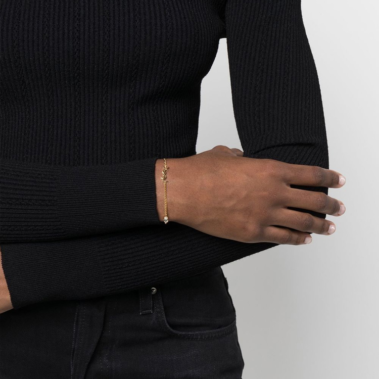 Purchase (W) SAINT LAURENT 水晶吊飾品牌標誌黃銅手鏈 女士款 - 金色 701950Y15269137