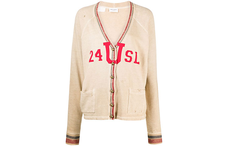 Order (Women) Saint Laurent Distressed Knit Sweater Women’s Light Brown 631055YBWM29784