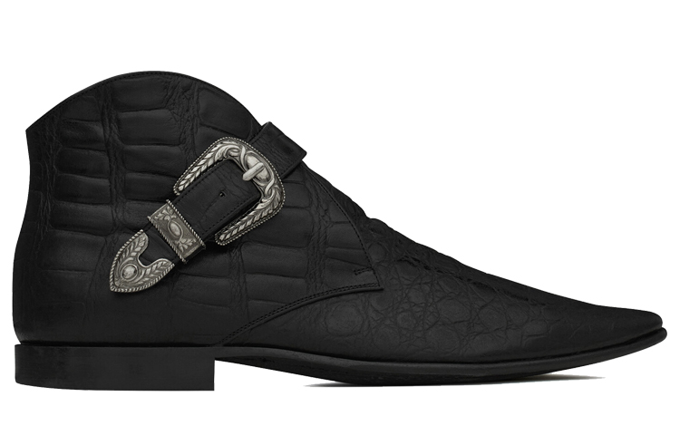 (W) Saint Laurent Dixon Western Buckle Boot 'Crocodile Embossed Black' 圖 2