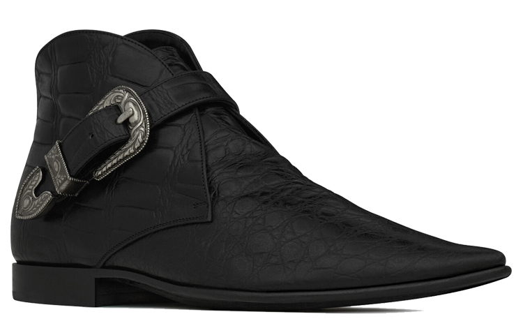 (W) Saint Laurent Dixon Western Buckle Boot 'Crocodile Embossed Black' 圖 3