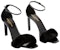 (W) Saint Laurent Sandal Fesyen 'Hitam Patent dan Bulu Mink' 631009E0E101000