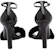 (W) Saint Laurent Sandal Fesyen 'Hitam Patent dan Bulu Mink' 631009E0E101000