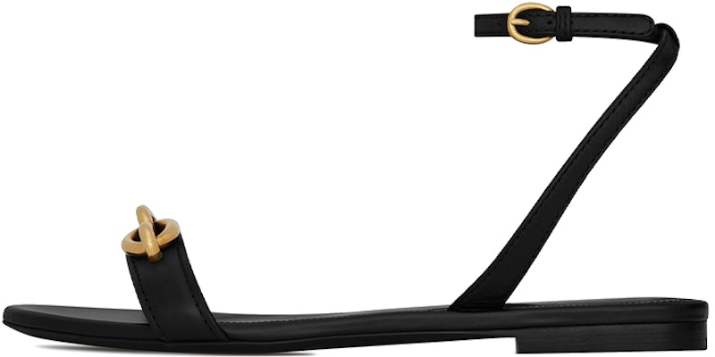 (Women) Saint Laurent Flat Sandal 'Black Leather Chain Strap' 6574542WN001000 Buy (Women) Saint Laurent Flat Sandal 'Black Leather Chain Strap' 6574542WN001000