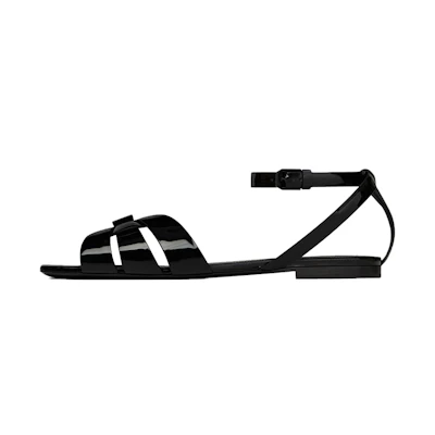 (W) Saint Laurent Flat Sandal 'Patent Black'