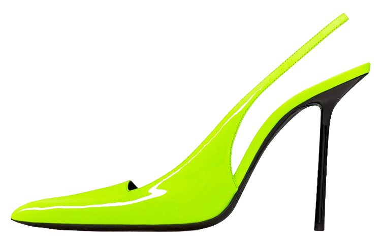 (Women) Saint Laurent Fluorescent Yellow 'Kiss Patent Pointed Toe Stiletto' 731520AABNG7204