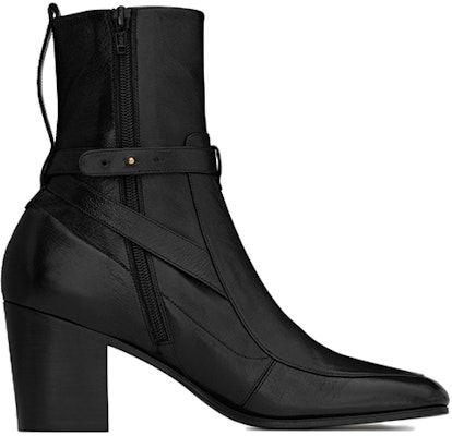 (W) Saint Laurent Fran 'Tumit Blok Kulit Hitam Buku Lali' 71128425N001000 Order (W) Saint Laurent Fran 'Tumit Blok Kulit Hitam Buku Lali' 71128425N001000